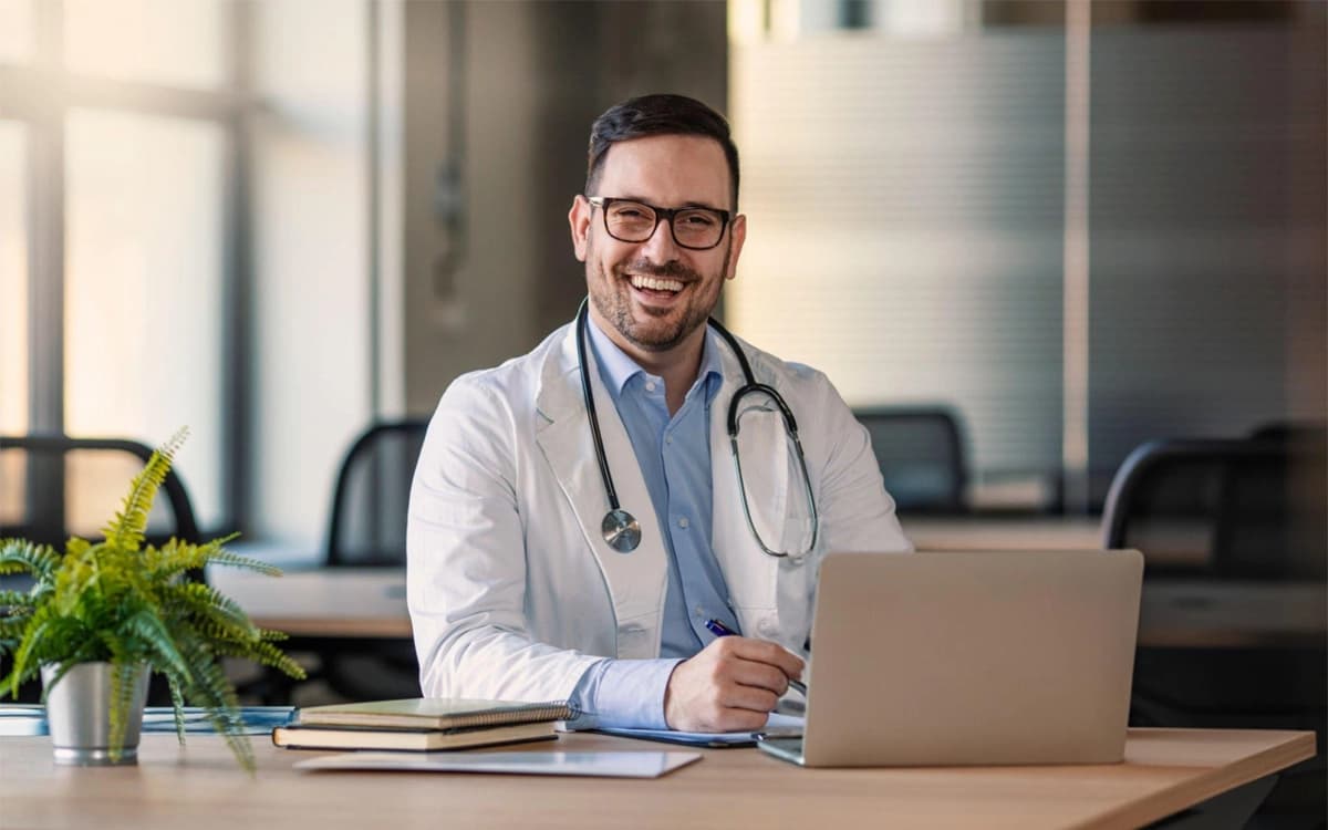 Licensed physician consulting via video call